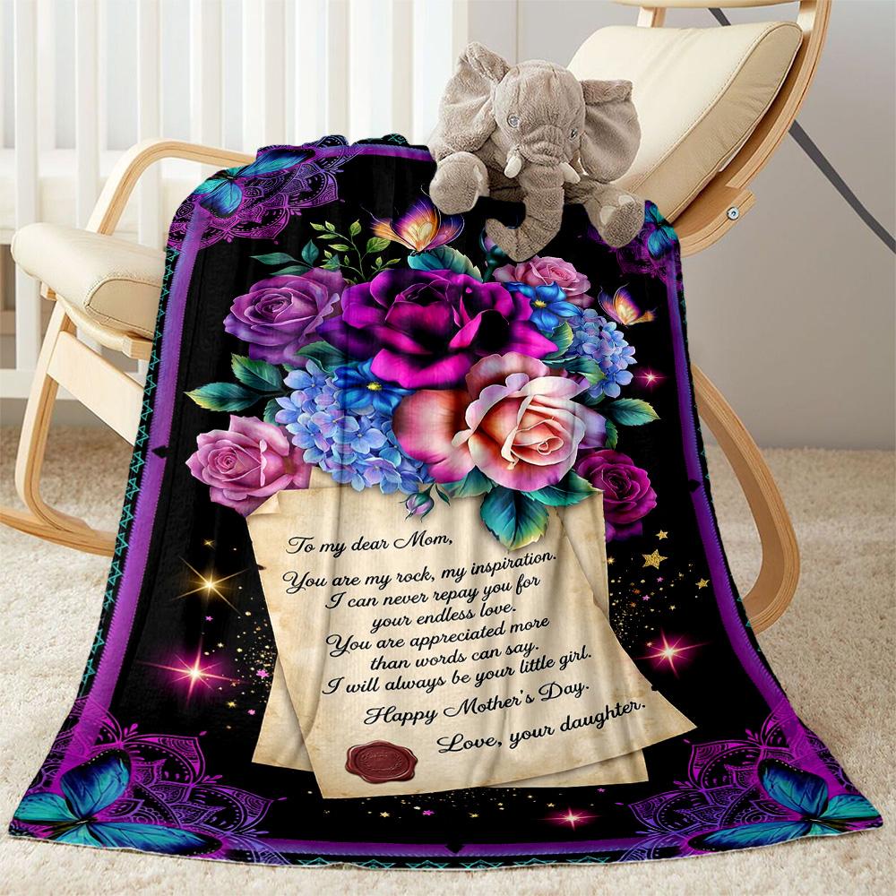 Mother's Day Greeting Card Blanket Suitable for Sofas,travel, Living Rooms Also a Good Gift for Friends and Family Suitable for All Seasons.