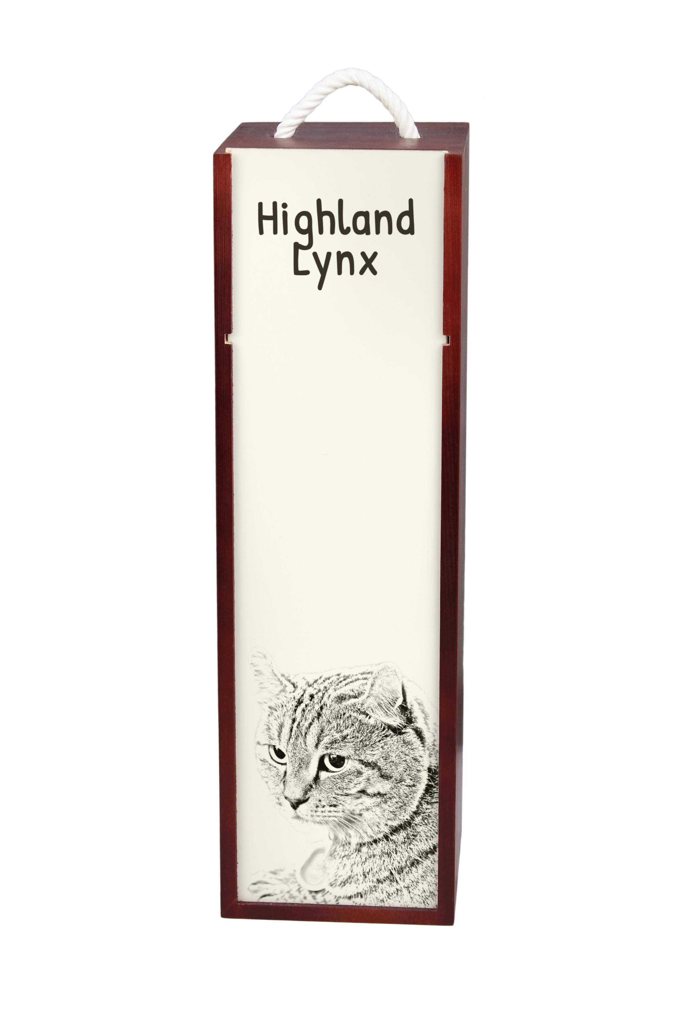 

Highland Lynx - wine box with a cat, alcohol box with graphics, personalized gift box from the Art-Dog brand коричневий