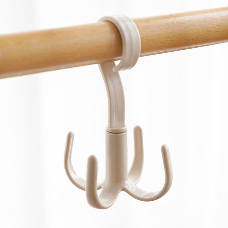 Four-claw Hook, Multi-functional and Rotatable, Scarf and Bag Storage Rack, Non-drilling Plastic Hook, Thickened Coat and Hat Hook