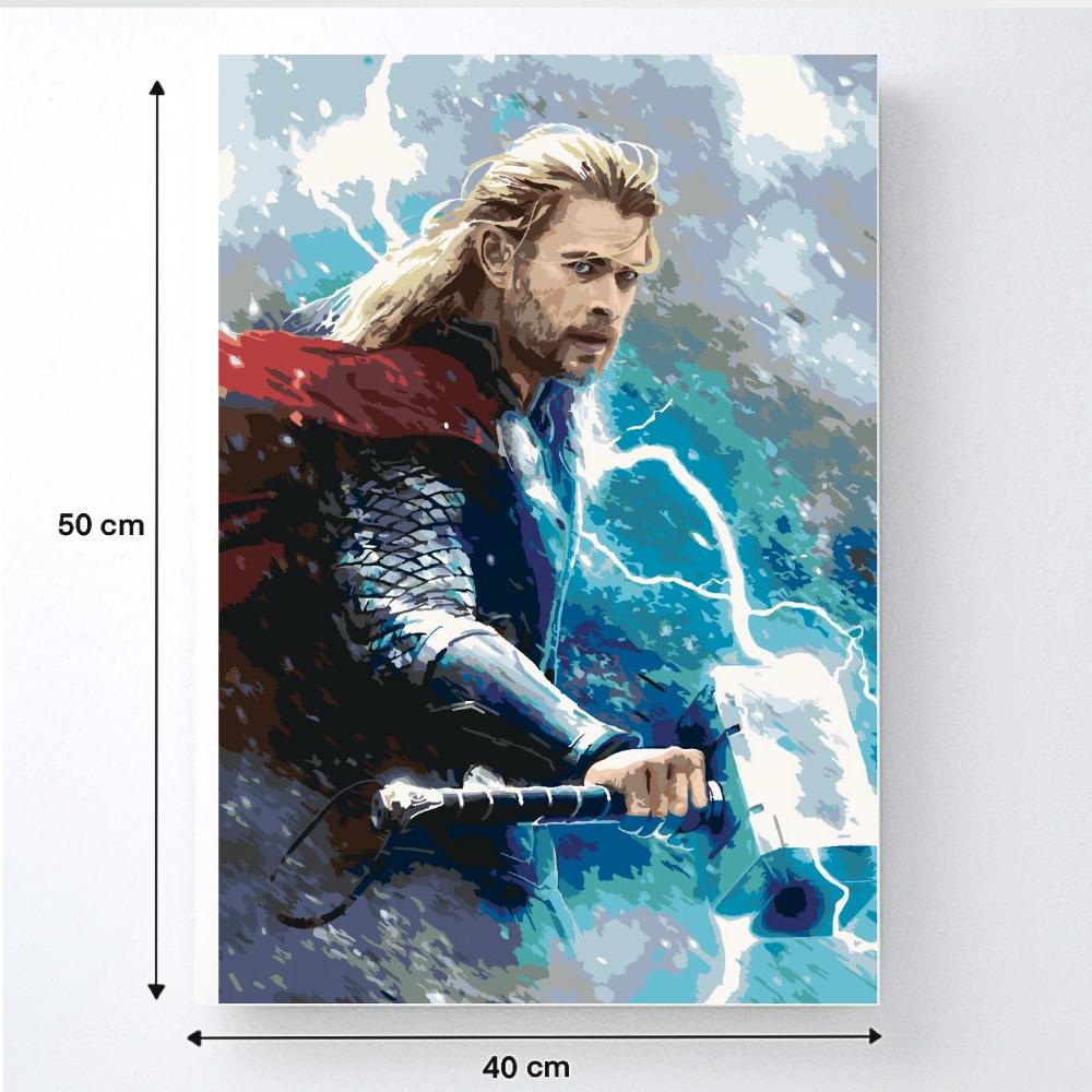 Malowanie Po Numerach Obrazy Do Malowania - Thor W Burzy Marvel  40X50 Cm