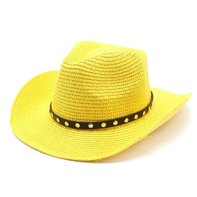 Cowboy Hat Men'S Summer Sun Hat Sun Hat Uv Protection Straw Hat Summer Beach Hat
