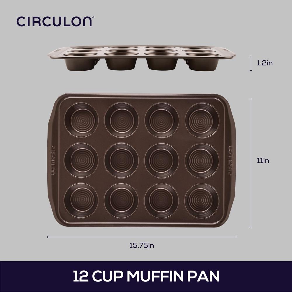 Nonstick Muffin Pan 12-Cup Bakeware Heavy Gauge Steel Durable Nonstick Surface Easy Release Wide Handles Oven Safe 450F