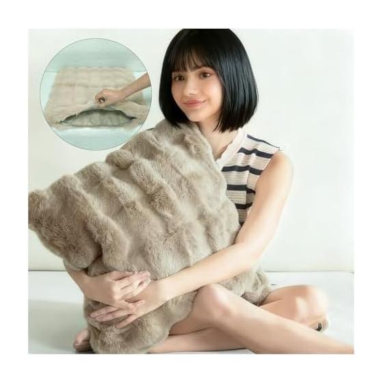GOSO Cushion Cover 45*45cm Stylish Cushion Cover for Autumn/Winter, Fluffy, Zipper Type, Fluffy Cushion, Easy To Put On and Take Off, Cute, Fluffy,
