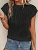 2025 Women's Round Neck Textured Short Sleeve T-shirt - European & American Style