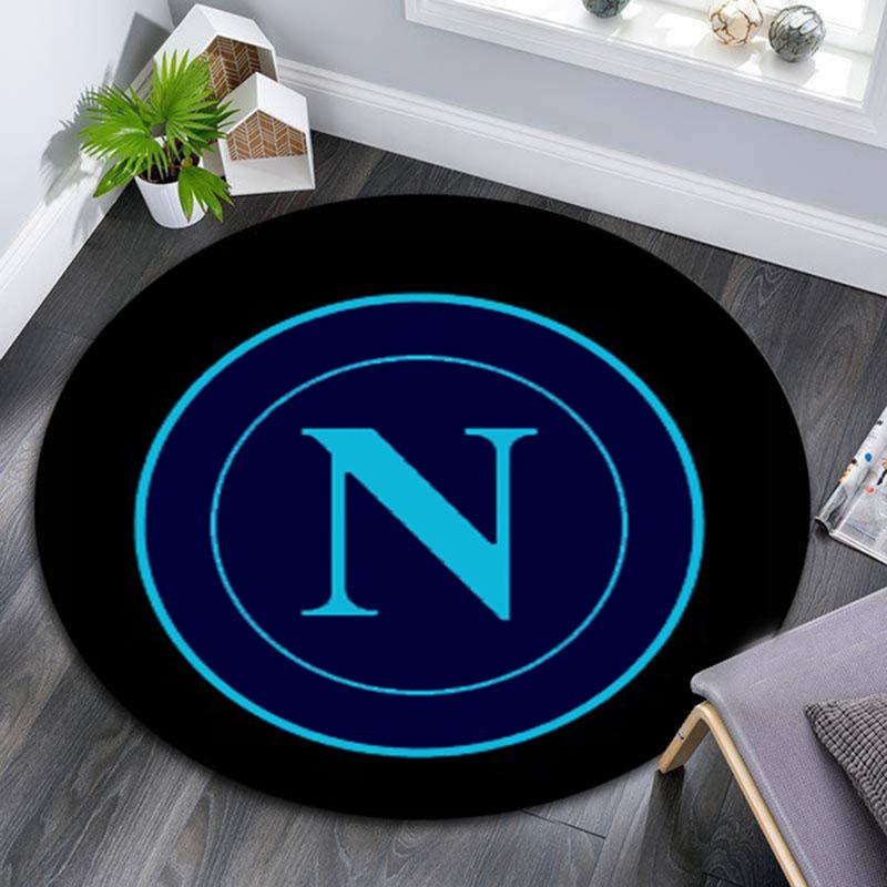 Tappeto Rotondo Stampato SSC Napoli, Tappeto Circolare Antiscivolo Lavabile per Soggiorno Camera da Letto Sala Giochi, Decorazione per Tifosi Sportivi, Regalo per Feste Compleanni