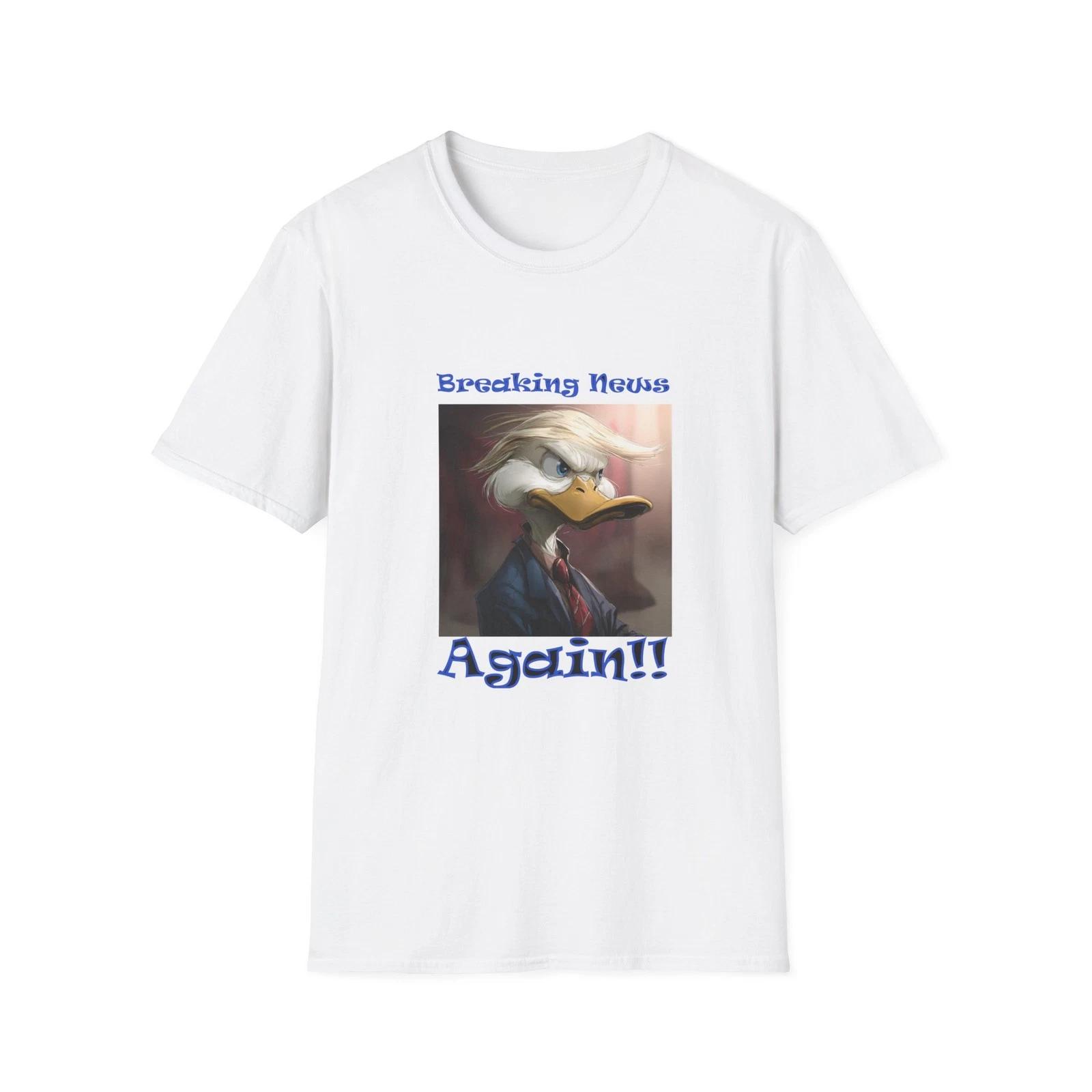 Breaking News Duck Again T-Shirt | News Anchor Cartoon Tee 4XL