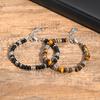 Metal Bead Bracelets for Men Boys,Natural Beaded Stainless Steel Beaded Bracelets,Casual Jewelry Gifts
