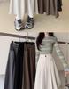 Plus Size Women's High Waist Black A-Line Midi Skirt - Autumn/Winter Fashion