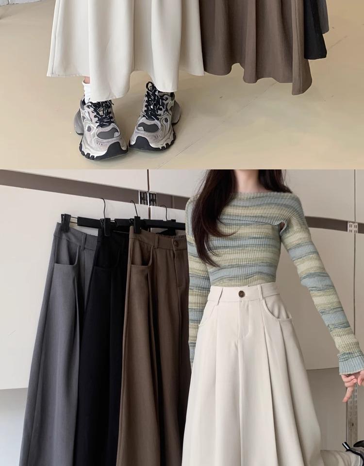 Plus Size Women's High Waist Black A-Line Midi Skirt - Autumn/Winter Fashion