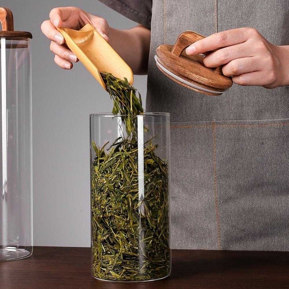 with Handle Airtight Canister Glass Food Container Kitchen Storage Bottles  for Tea Coffee Beans
