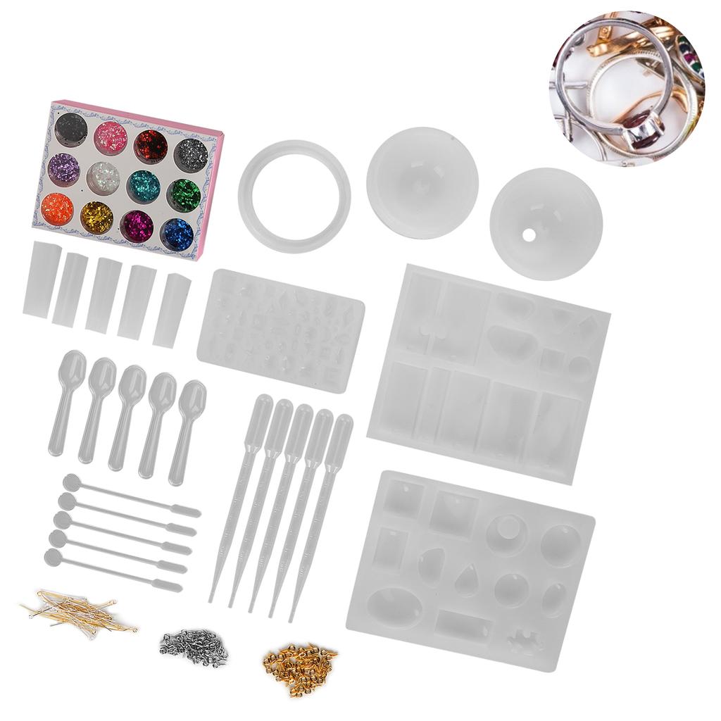 DIY Craft Jewelry Pendant Making Mold Jewelry Casting Silicone Mold Glitter Powder Set