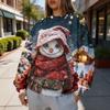 Women's Trendy Christmas Print Crewneck Sweatshirt Lightweight Casual Holiday Pullover