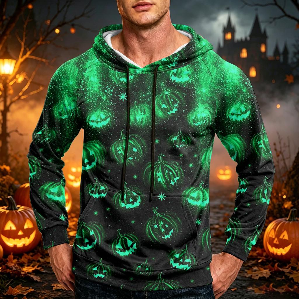 Men's Loose Fit Hoodie with Pocket Drawstring Printed Design for Casual Everyday Wear