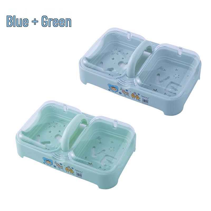 Dvouvrstá mýdlenka s víkem s odklápěcím víčkem - Velká, odvodňovací, domácí mýdlenka se dvěma přihrádkami