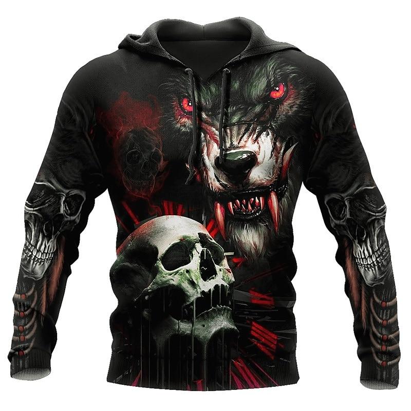 Men's Skull Graphic Prints Hoodie Hoodies Sweatshirt Streetwear Designer Long Sleeve Hooded Daily Sports 1 2 Print Spring & Fall Designer