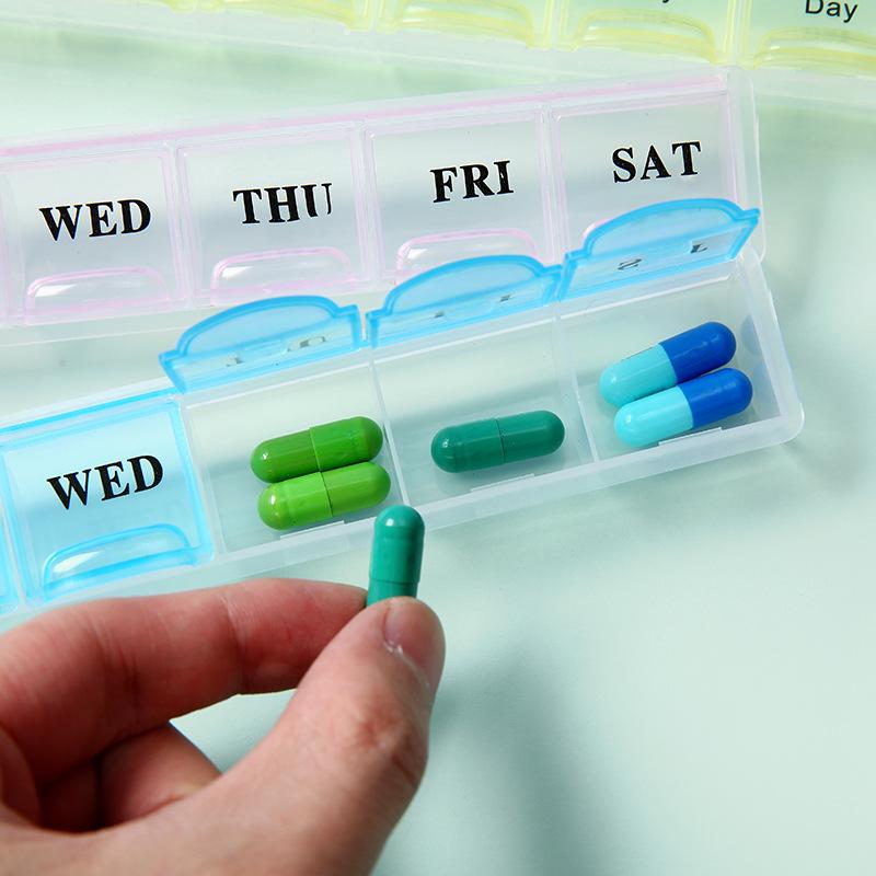 Transparent Moisture-Proof Weekly Pill Organizer with Compartments