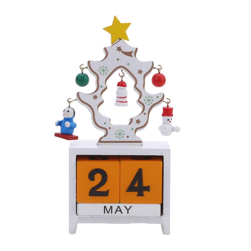 Creative Wood Desktop Calendar Ornament Perpetual Calendar Blocks Present for Christmas Decor