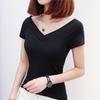 Καλοκαιρινό σέξι γυναικείο μπλουζάκι με βαθύ V λαιμόκοψη κοντό μανίκι Causal ακανόνιστο μονόχρωμο συν μέγεθος