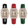 Women Vintage Petite Bracelet Dainty Watch Small Square Analog Quartz Watch Luxury Ladies Adjustable Leather Strap Rhinestones Wristwatch for Women