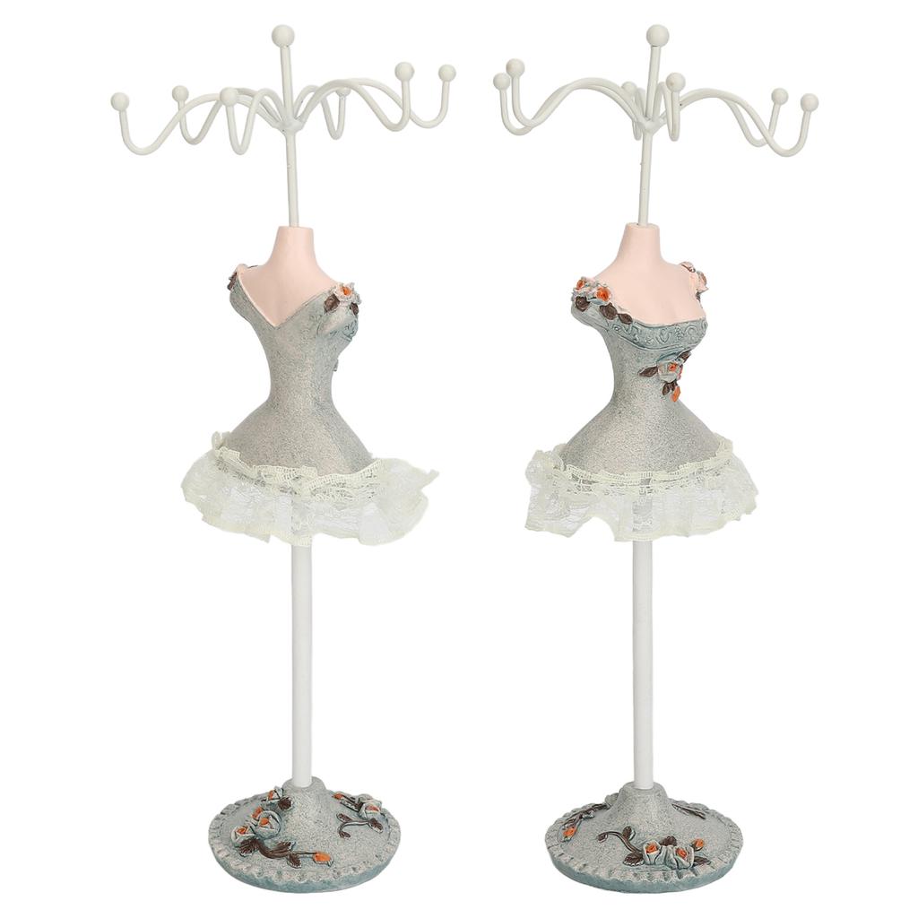 Earrings Necklace Princess Dress Stand Display Iron Mannequin Princess Jewelry Rack Pine Green 3