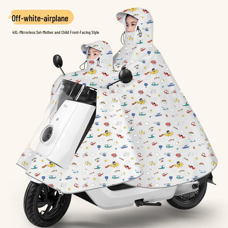 Parent-Child Raincoat for 2025: XL Front-Mounted Electric Scooter Double-Person Poncho