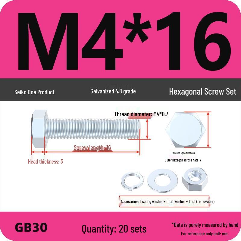 Galvanized Hex Head Bolt & Nut Set - Grade 4.8, Sizes M4 To M30