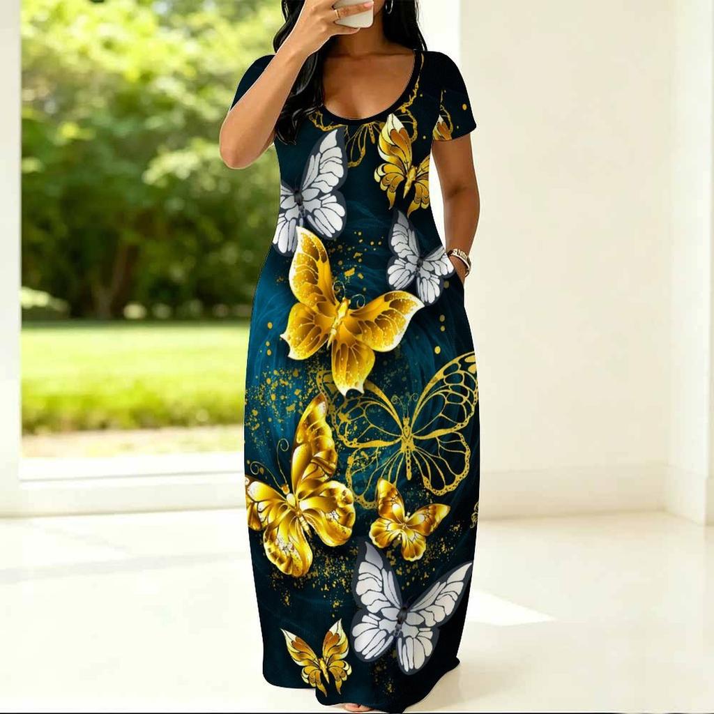 Summer Crew Neck Short Sleeve Tunic For Plus Size Women Loose Comfortable Daily Outfit