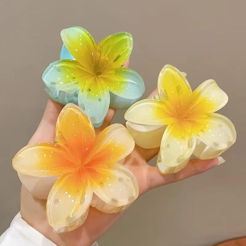 2pcs New Egg Flower Hair Clip For Vacation, Hawaiian Beach Clip, Bohemian Hair Clip For Girls