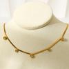 Ins Simple Round Zircon Tassel Flat Snake Chain Necklace Stainless Steel Electroplating 18K Gold Fashion Jewelry Women
