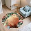 Christmas Capybara pattern round rug,Carpet Rug for Living Room Bedroom  Playroom ,Non-slip Floor Mat,Holiday Gifts and Birthday Gifts.