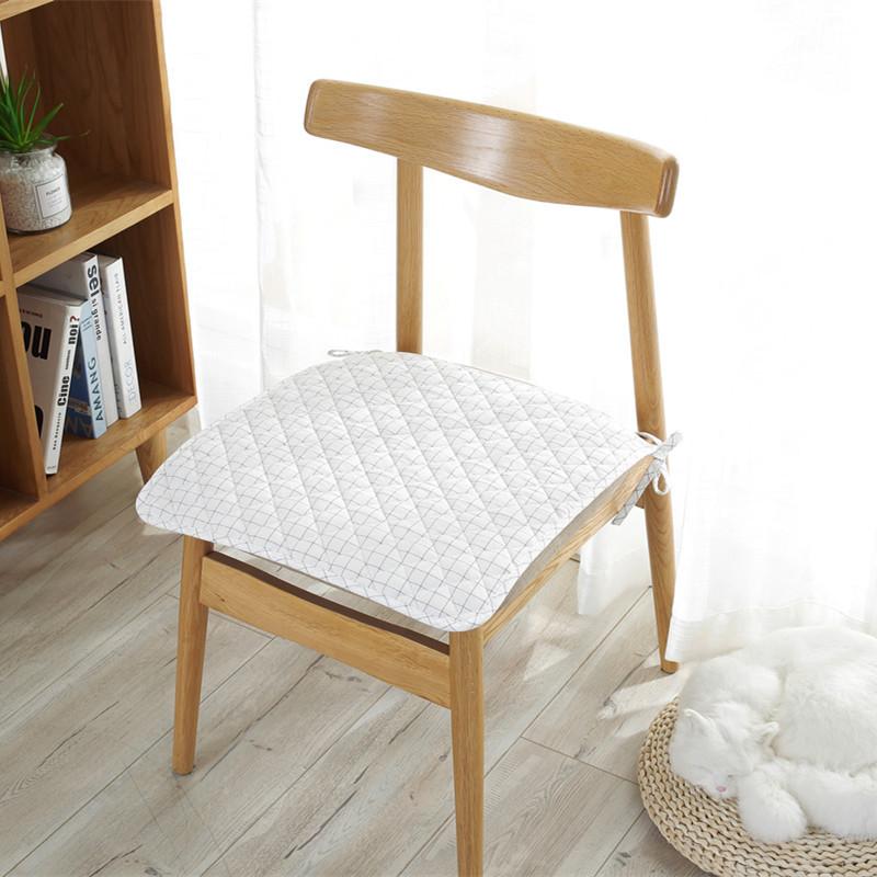 Nordic Modern Simple Yarn-Dyed Washed Pure Cotton Chair Cushion Strap Solid Color Fabric Non-Slip Dining Chair Cushion
