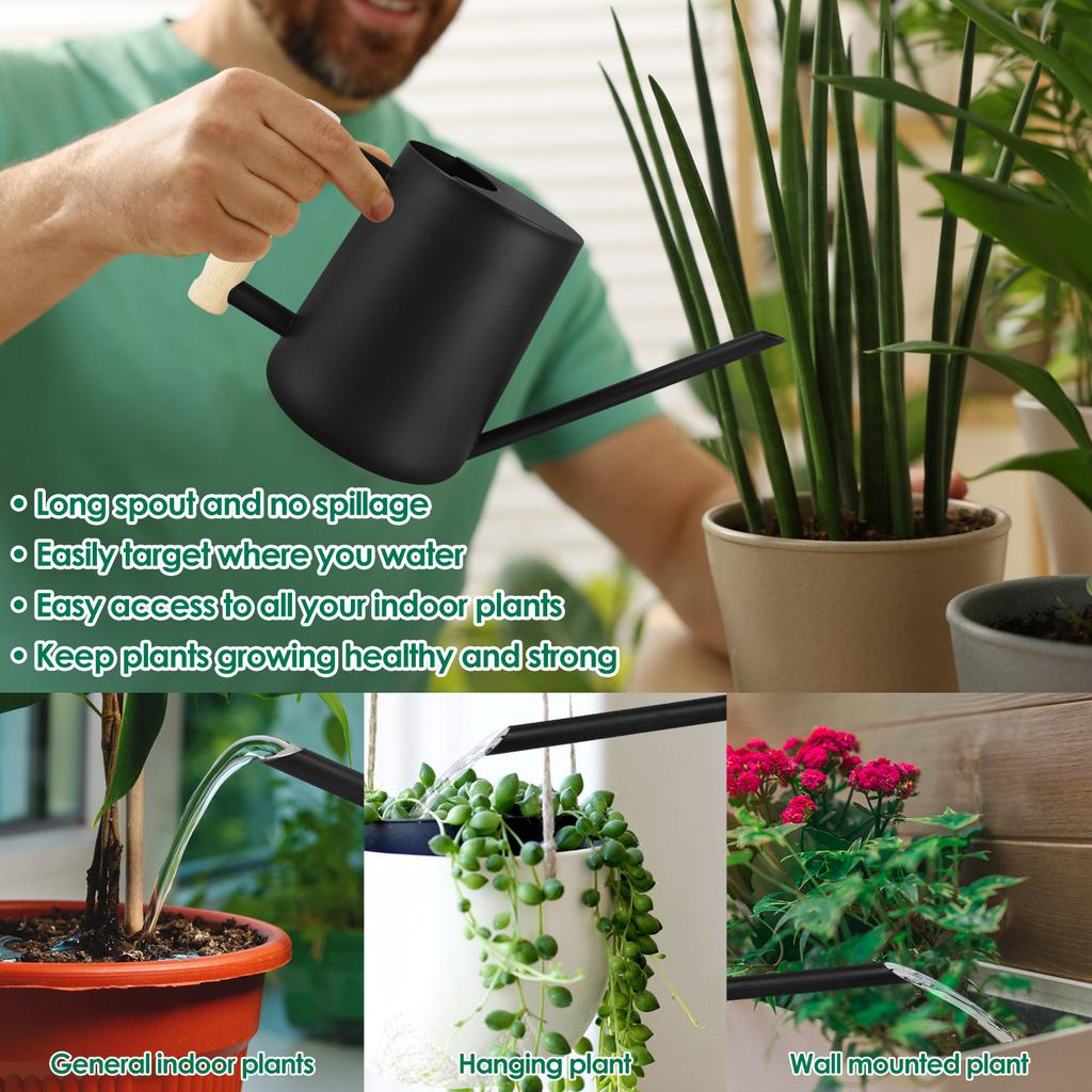 35oz/1L Watering Can Stainless Steel Bottles Kettle with Long Spout Practical Flowers Irrigation Plant Sprinkler Gardening Tools