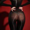 Chest Seam High Elastic Unitard Women'S Sexy Oil Shiny Glossy Sheer Transparent Bodysuit Open Crotch Jumpsuit Nightwear Shaper