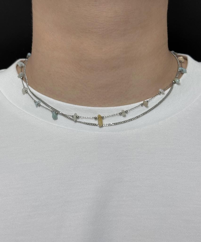 Monoflux Drift Stone Wave Double Chain Necklace