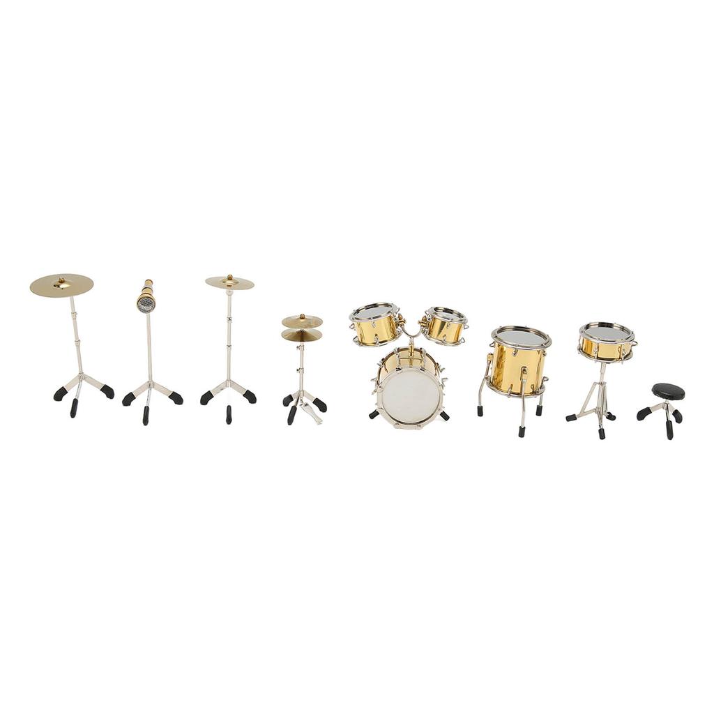 8 Pcs Mini Drum Kit Model Metal Attractive Decorative Vivid Style Dollhouse Instruments Model for