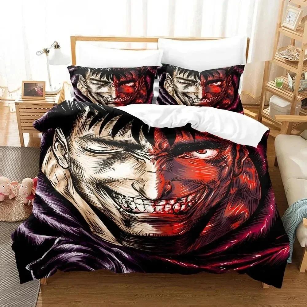 3D Print Anime Berserk Logo Bedding Set 3D Printed Suitable For Bedroom Duvet Cover Set With Pillowcases Kids Home Textile