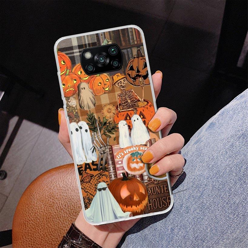 October Fall Halloween Spooky Pumpkin Phone Case For Xiaomi Poco X7 X6 X5 Pro F7 Ultra Redmi 15C 15 13C 13 12C 12 10 10A 10C 9 9