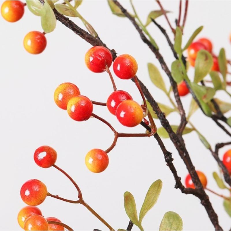 3pcs Artificial Plants Branch Orange Autumn Fruit Berries 70cm Foam Berry Plastic Fake Flower Home Ornaments Decoration