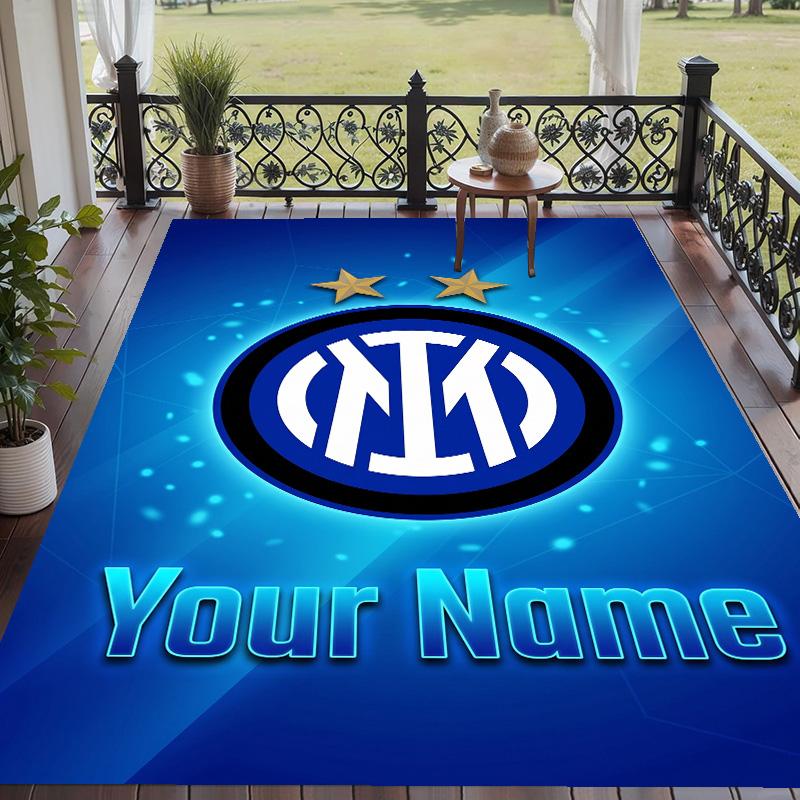 Custom Text Printed Rug Inter Milan Non Slip Floor Carpet For Home Room Decor