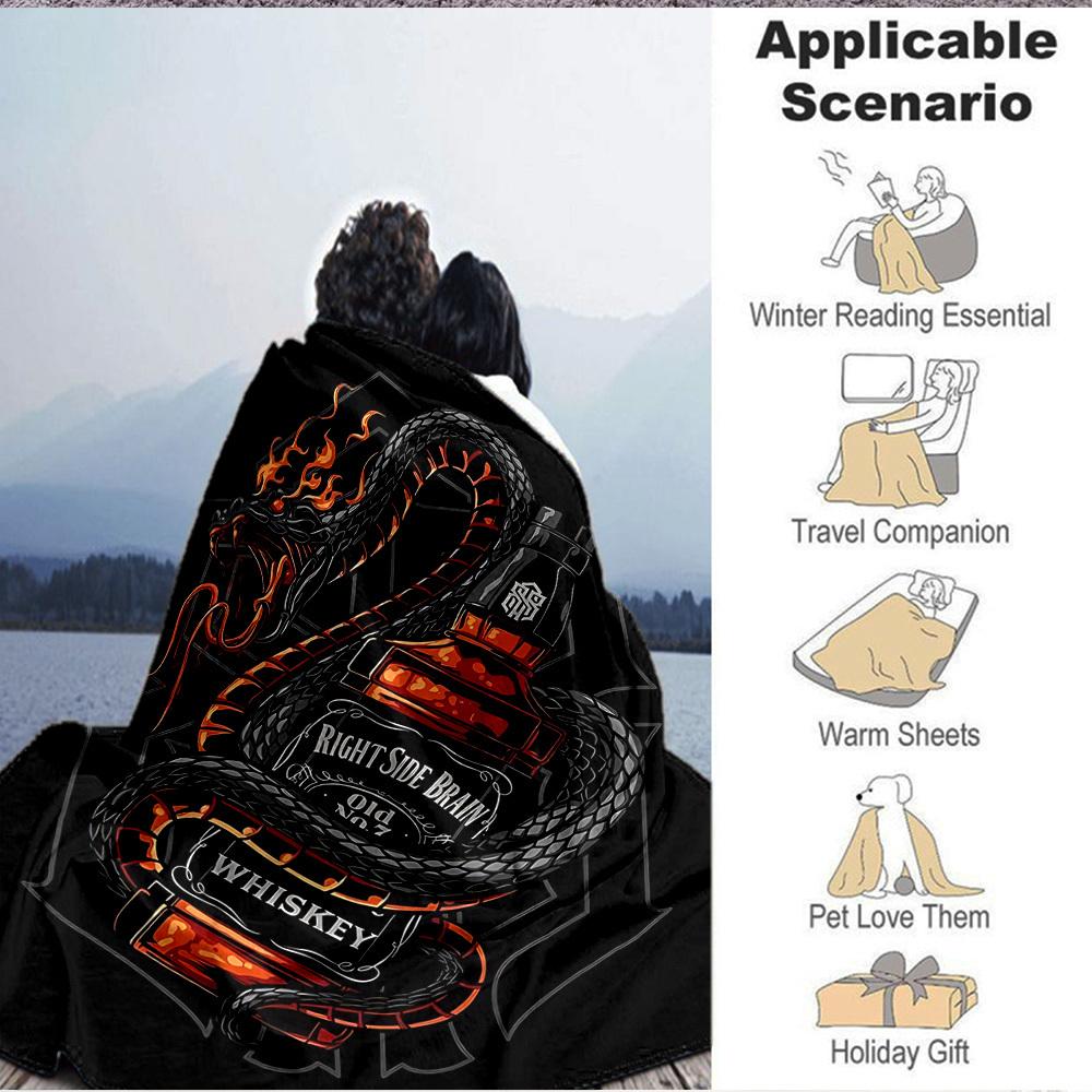 1pc Whiskey Snake Blanket Lightweight Flannel Blanket Throw Blanket For Sofa, Bed, Travel, Camping, Livingroom, Office, Couch