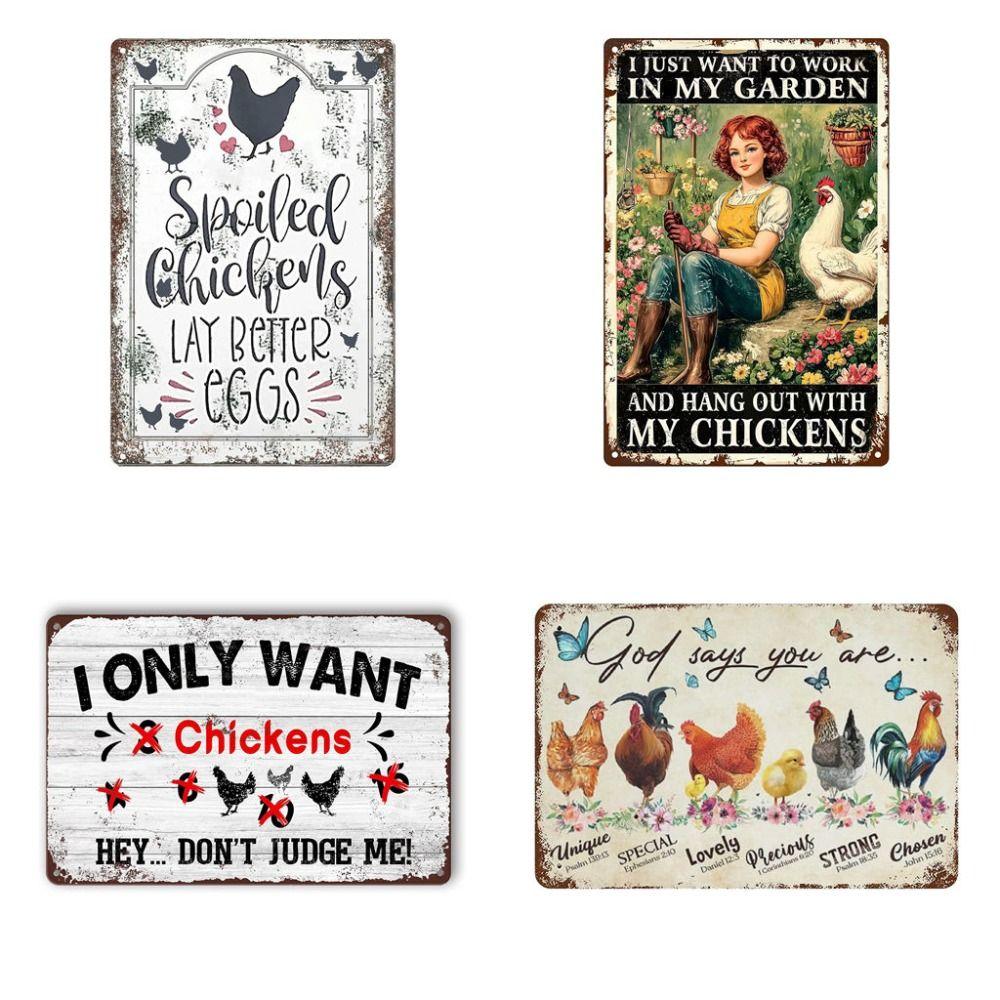 Metal Material Chicken Coop Signs 20 * 30cm Funny Style Chicken Coop Accessories Vintage Rustic Farm Yard Decor Outdoor Decor