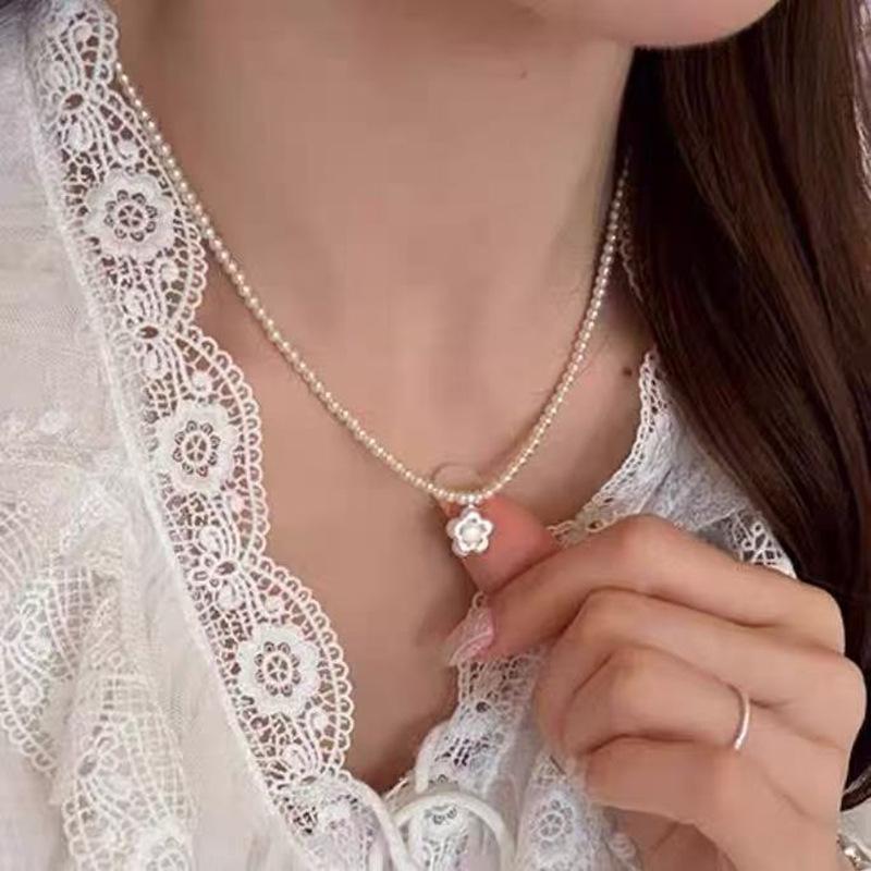 Elegante Damen S925 Sterlingsilber Perlenanhänger Halskette - Leichte Luxus Schlüsselbeinkette