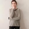 2025 Autumn/Winter Women's Color Block Stripe Cashmere Sweater - Loose Knit Round Neck Long Sleeve Fashion Base Layer