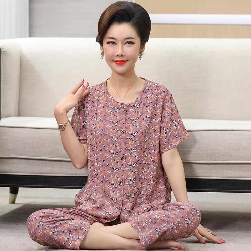 Women's Pajamas Short Sleeve Long Pants Loungewear Button Cardigan Set