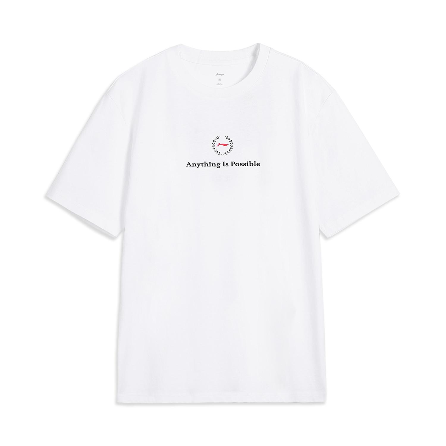 Li-Ning Fashionable Comfortable Breathable Short Sleeve T-Shirt Unisex tops White AHSWA87-1 S