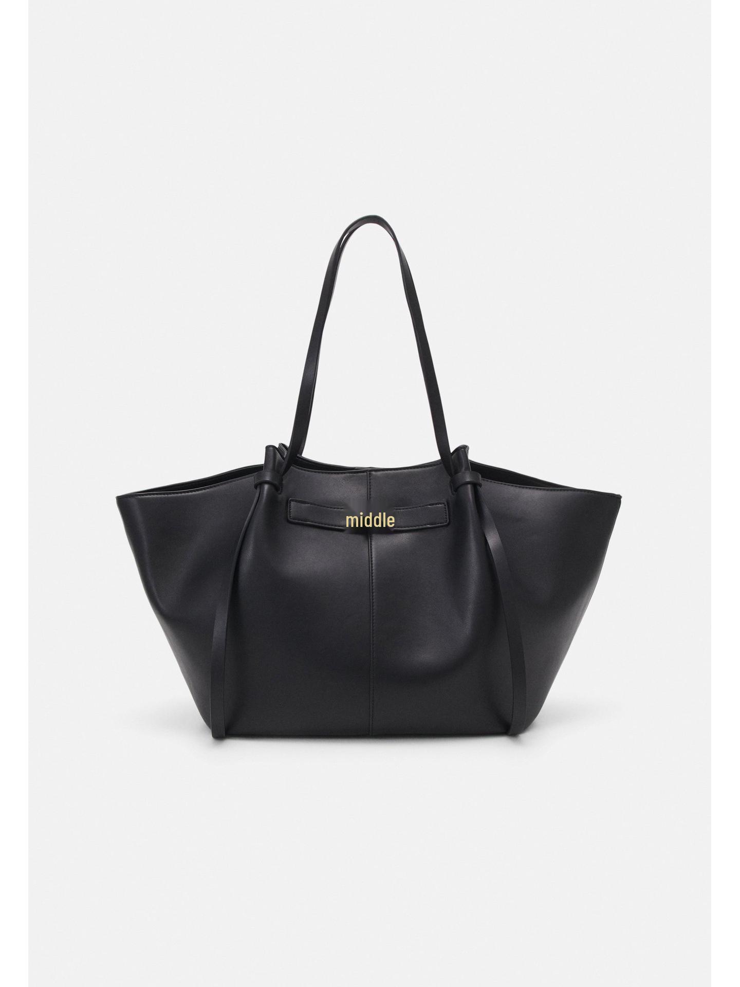 Hochwertige Damen-Tote-Handtasche mit großem Fassungsvermögen für den Arbeitsweg 59cm x 16cm x 29cm schwarz