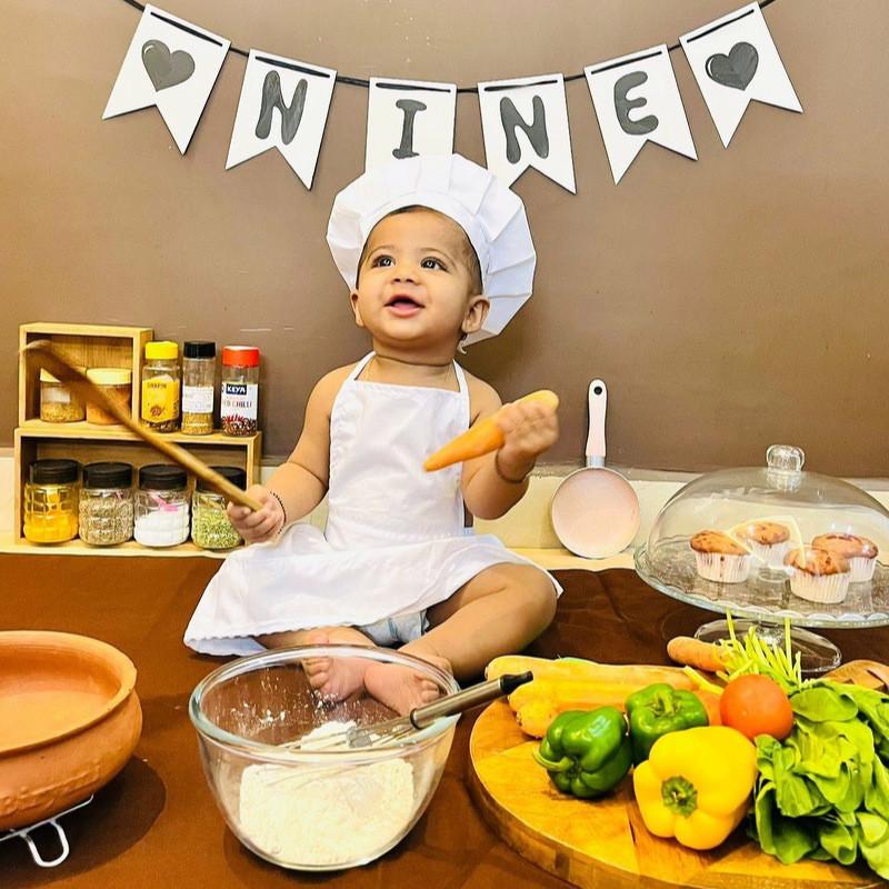 Child Chef Costume Set With Polyester Fabric For Kids Kitchen Role Play