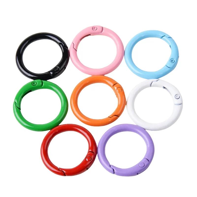 5-10pcs 9 Colors Metal O Rings Spring Clasp Openable Round Carabiner Keychain Clips Hook Dog Chain DIY Jewelry Buckles Connector
