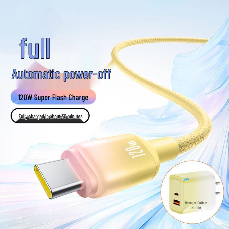 120W Super Fast Charge Type-C Cable for iPhone 15/16/17, Huawei, Xiaomi