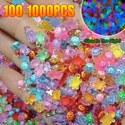 1000-100ks Mini Pryskyřičné Želvy Svítící v Noci Želví Figurky Multifunkční Svítící ve Tmě Želví Miniatury pro Mikro Krajinky